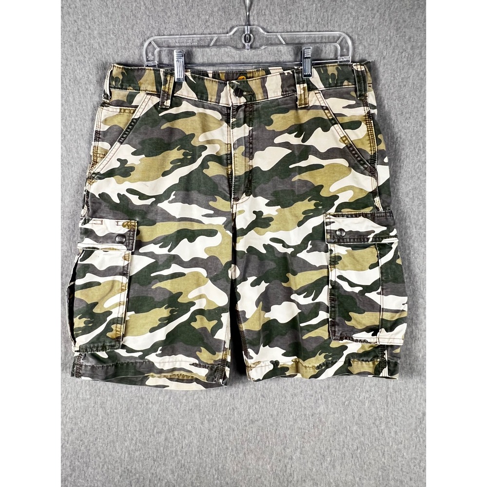 CARHARTT MENS 36 RELAXED FIT CAMO CARGO UTILITY SHORTS read*